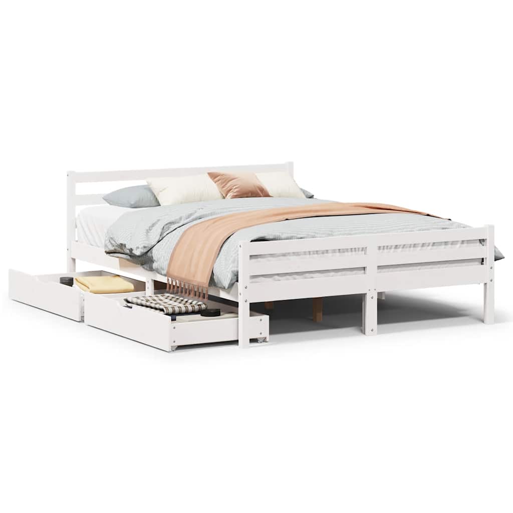 sengeramme uden madras 140x200 cm massivt fyrretræ hvid