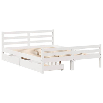 sengeramme uden madras 140x200 cm massivt fyrretræ hvid
