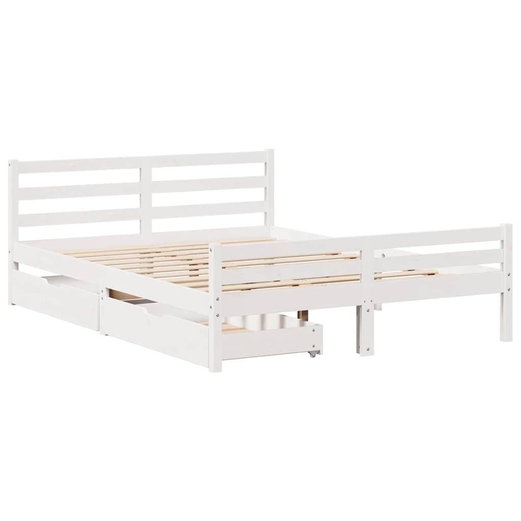 sengeramme uden madras 140x200 cm massivt fyrretræ hvid