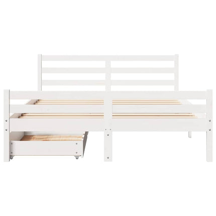sengeramme uden madras 140x200 cm massivt fyrretræ hvid