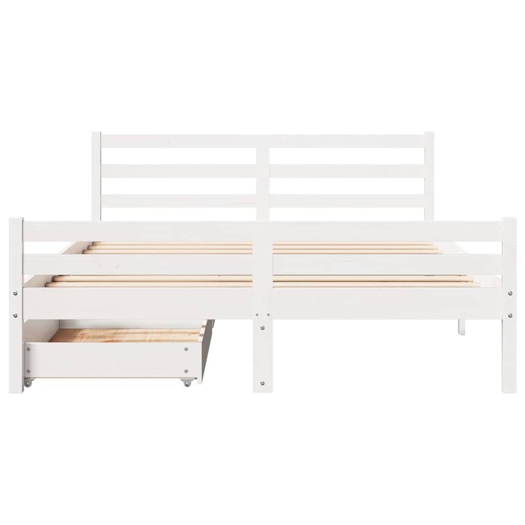 sengeramme uden madras 140x200 cm massivt fyrretræ hvid