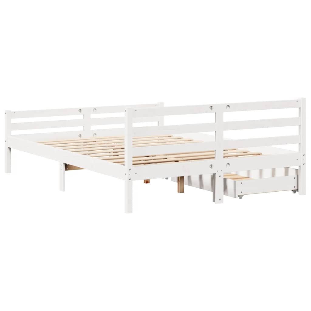sengeramme uden madras 140x200 cm massivt fyrretræ hvid