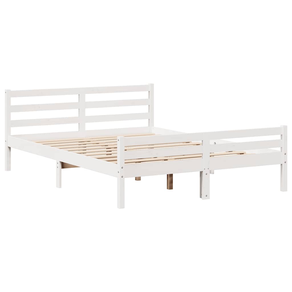 sengeramme uden madras 140x200 cm massivt fyrretræ hvid