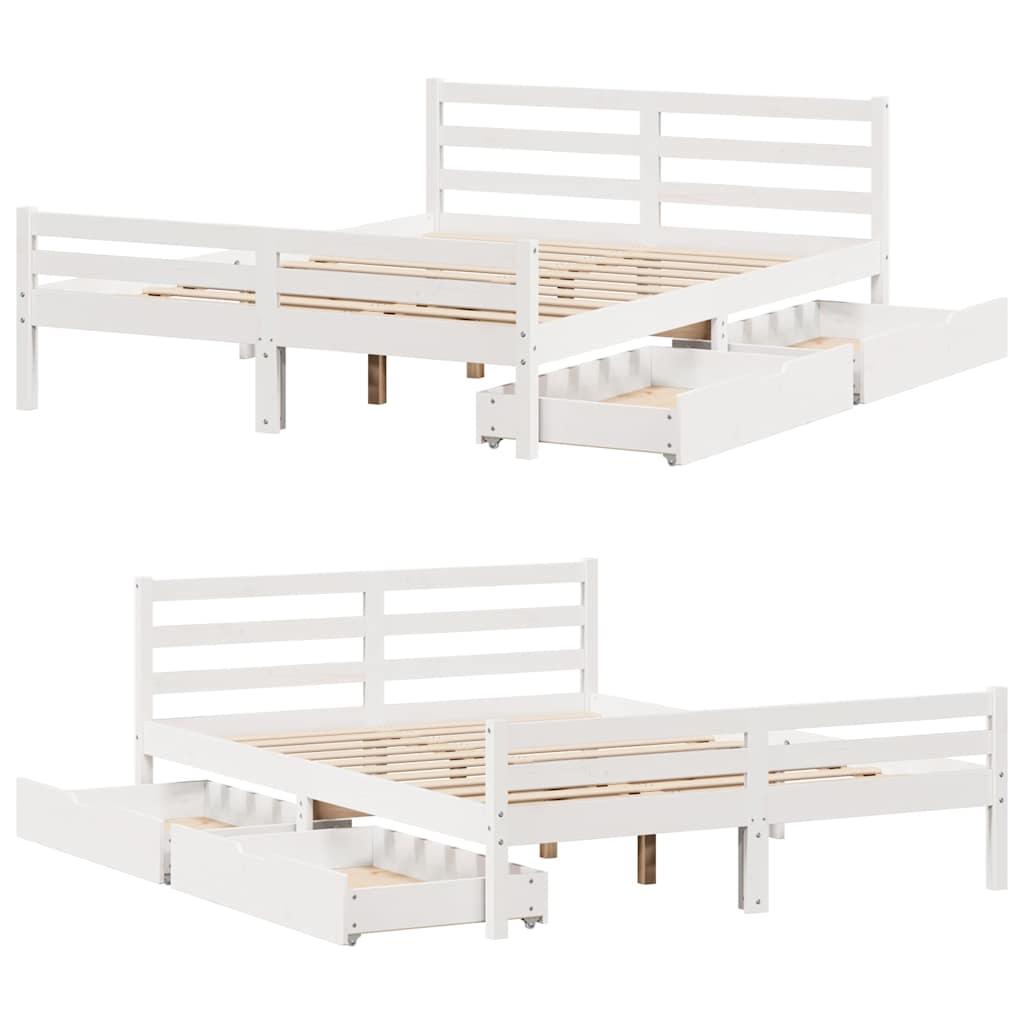sengeramme uden madras 140x200 cm massivt fyrretræ hvid