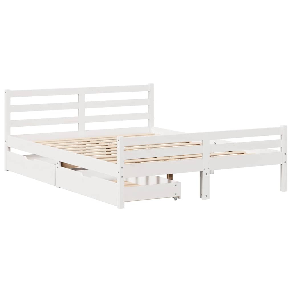 sengeramme uden madras 150x200 cm massivt fyrretræ hvid