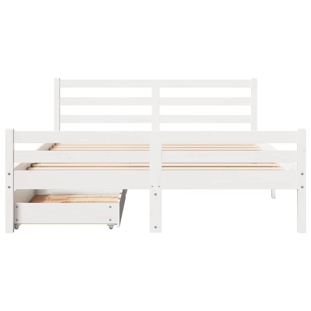 sengeramme uden madras 150x200 cm massivt fyrretræ hvid