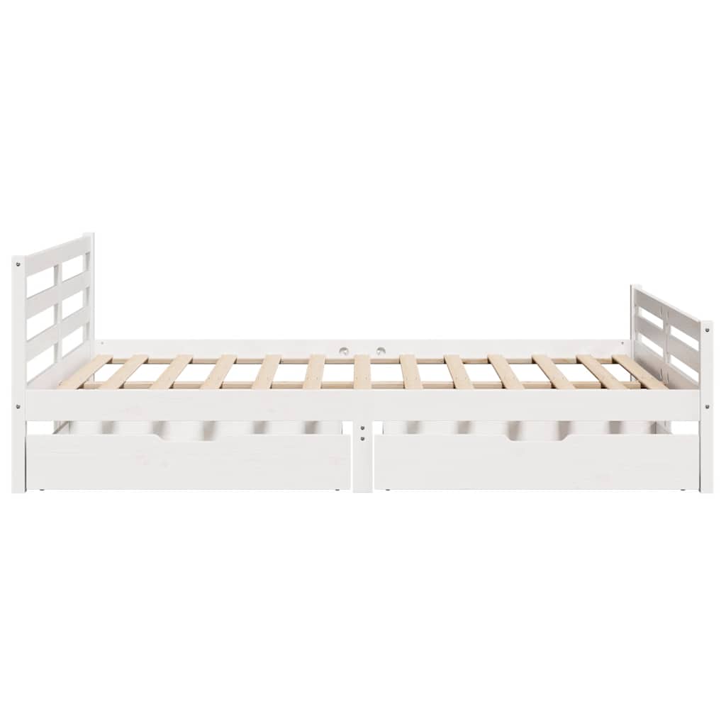 sengeramme uden madras 150x200 cm massivt fyrretræ hvid