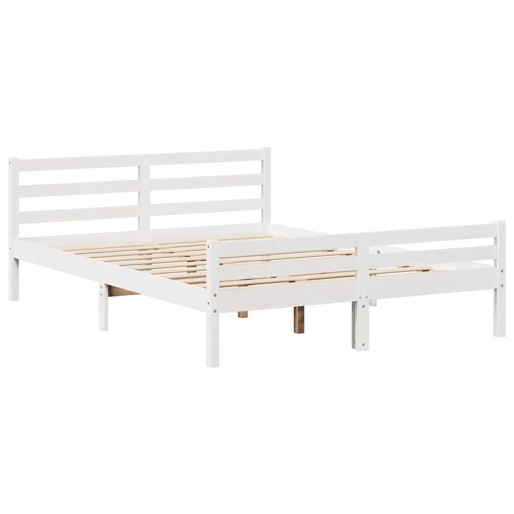 sengeramme uden madras 150x200 cm massivt fyrretræ hvid