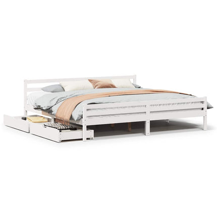 sengeramme uden madras 200x200 cm massivt fyrretræ hvid