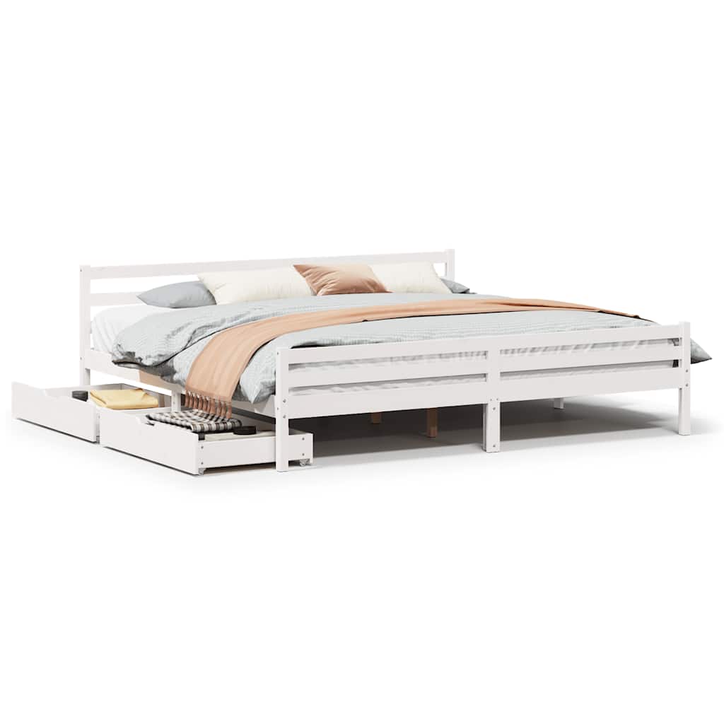 sengeramme uden madras 200x200 cm massivt fyrretræ hvid