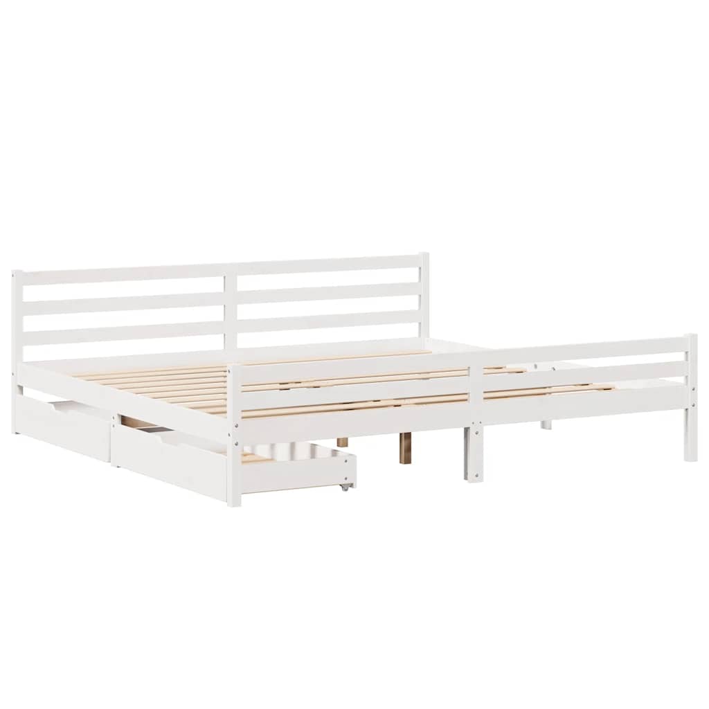 sengeramme uden madras 200x200 cm massivt fyrretræ hvid