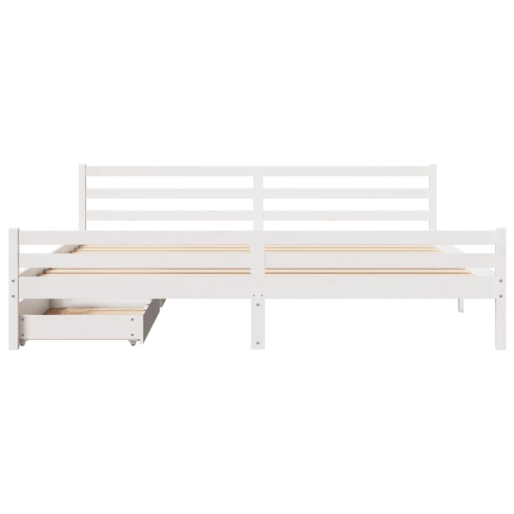 sengeramme uden madras 200x200 cm massivt fyrretræ hvid