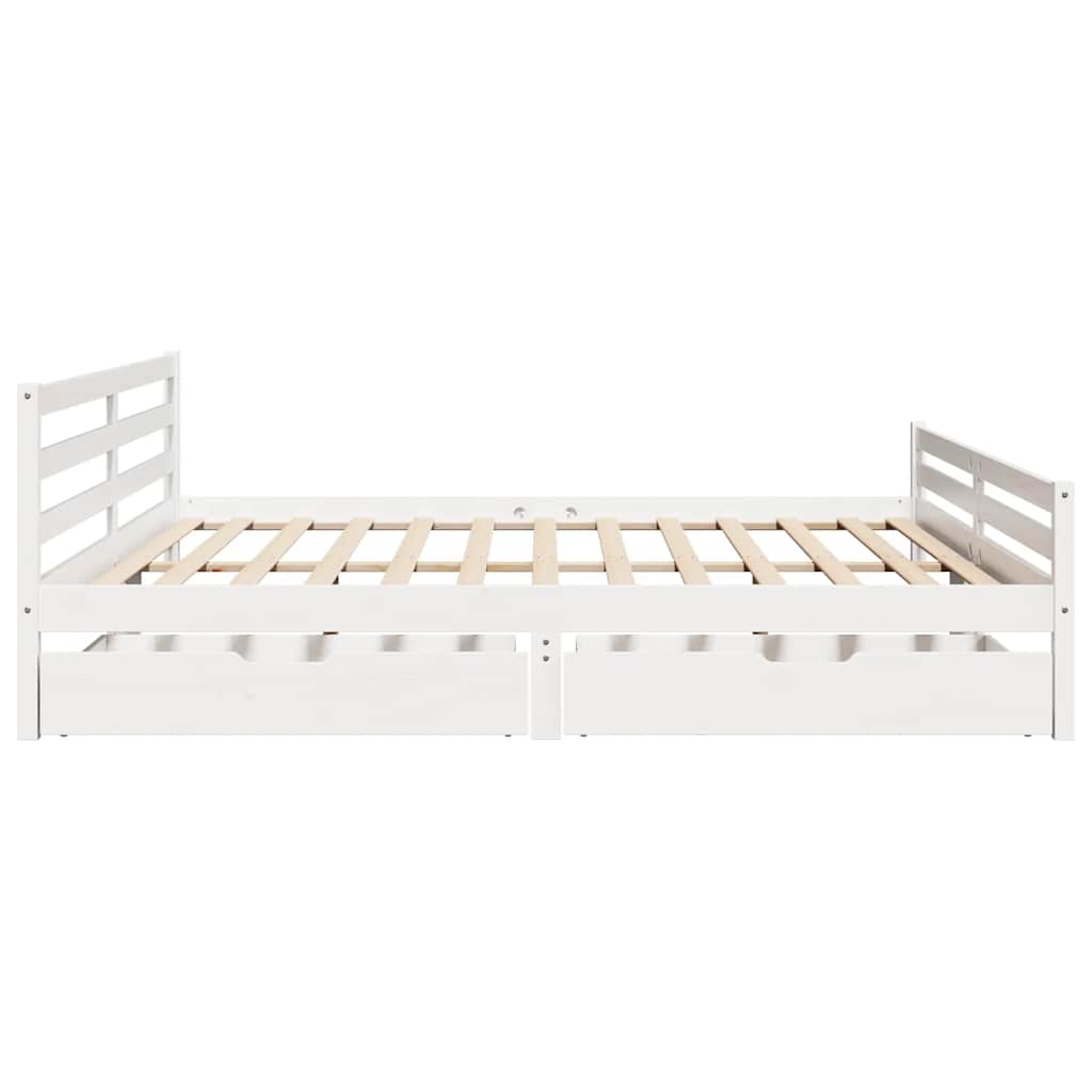 sengeramme uden madras 200x200 cm massivt fyrretræ hvid