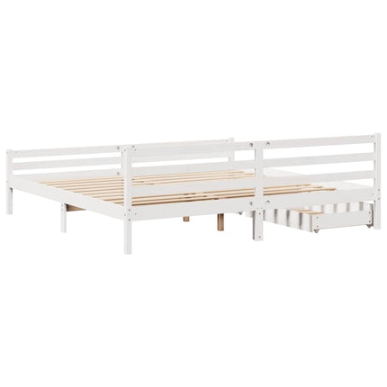 sengeramme uden madras 200x200 cm massivt fyrretræ hvid
