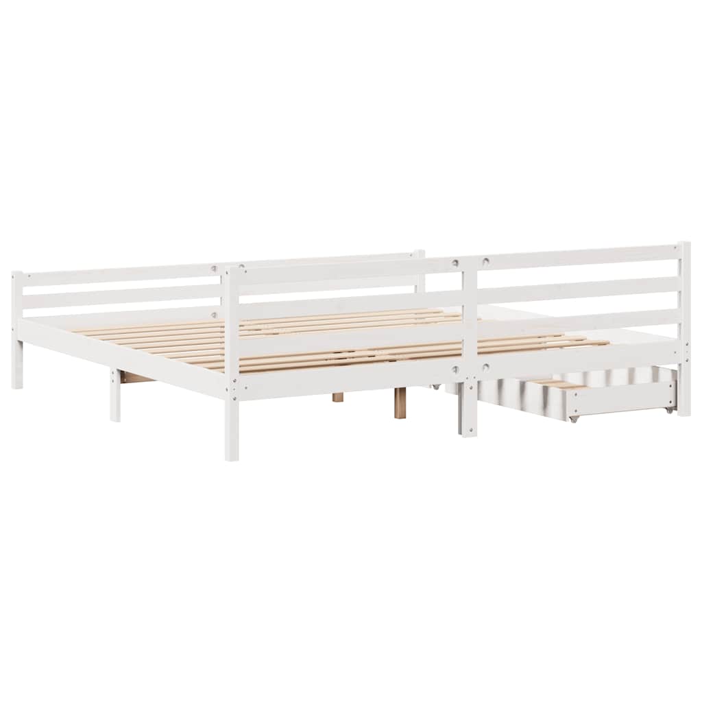 sengeramme uden madras 200x200 cm massivt fyrretræ hvid