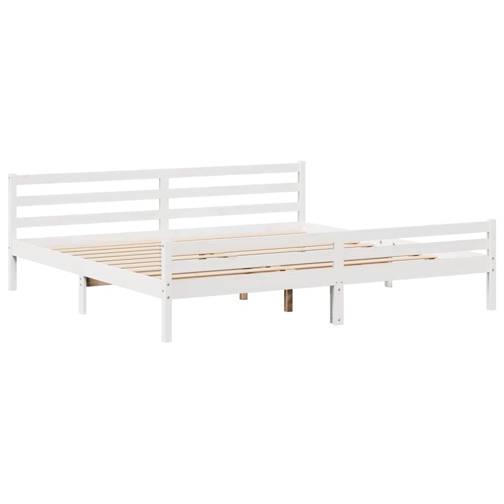 sengeramme uden madras 200x200 cm massivt fyrretræ hvid