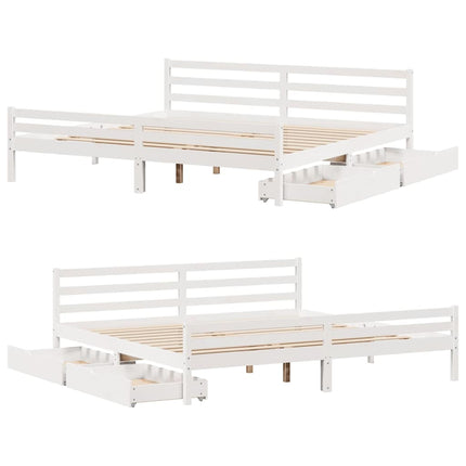sengeramme uden madras 200x200 cm massivt fyrretræ hvid