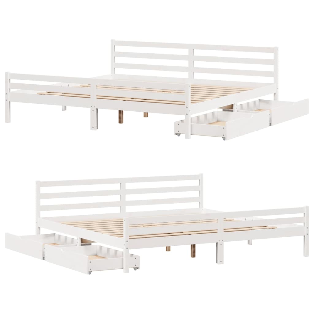sengeramme uden madras 200x200 cm massivt fyrretræ hvid