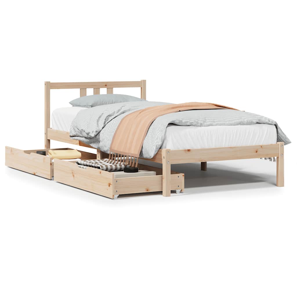 sengeramme uden madras 75x190 cm massivt fyrretræ