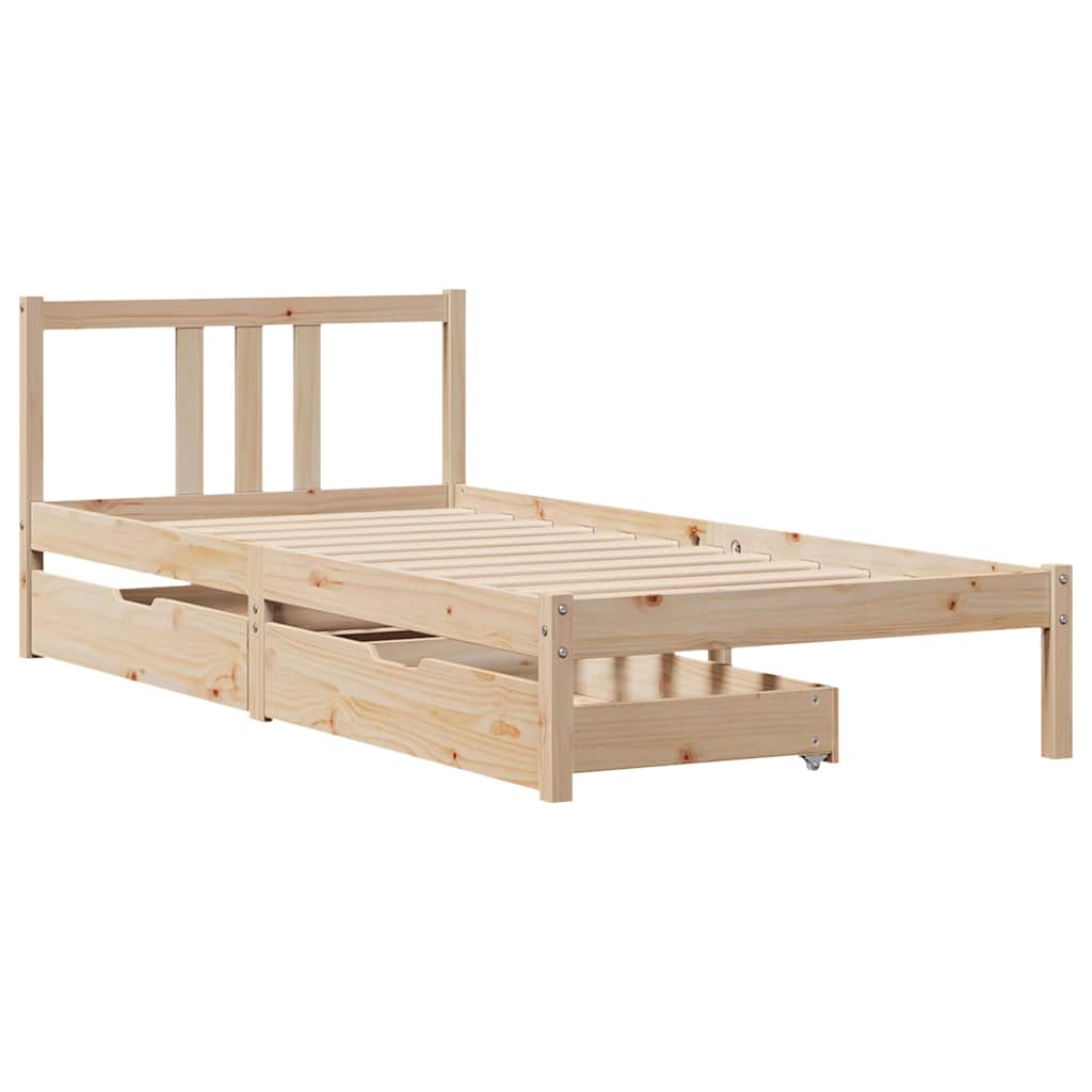 sengeramme uden madras 75x190 cm massivt fyrretræ
