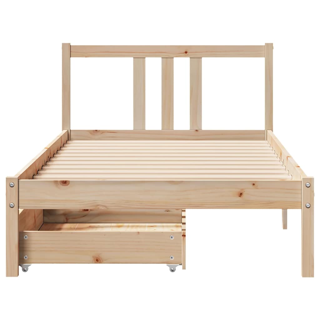 sengeramme uden madras 75x190 cm massivt fyrretræ