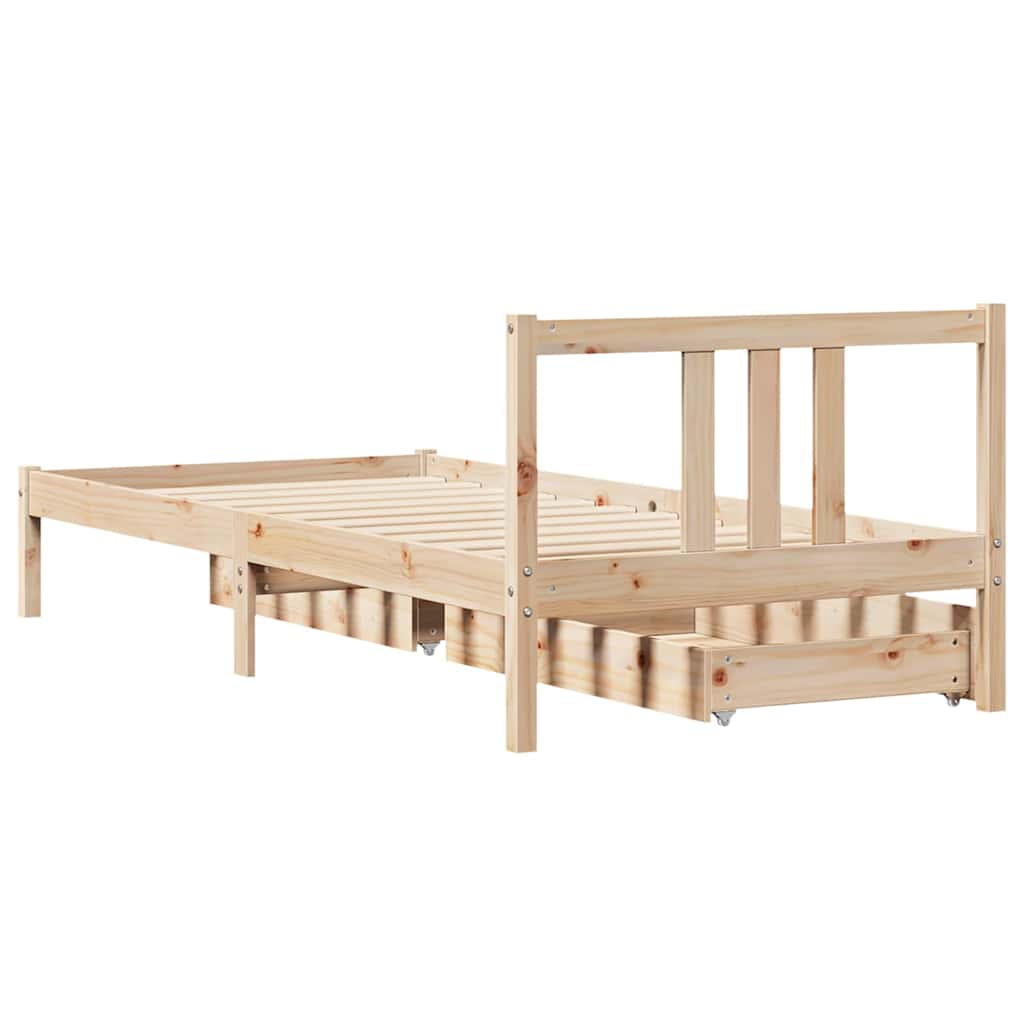 sengeramme uden madras 75x190 cm massivt fyrretræ
