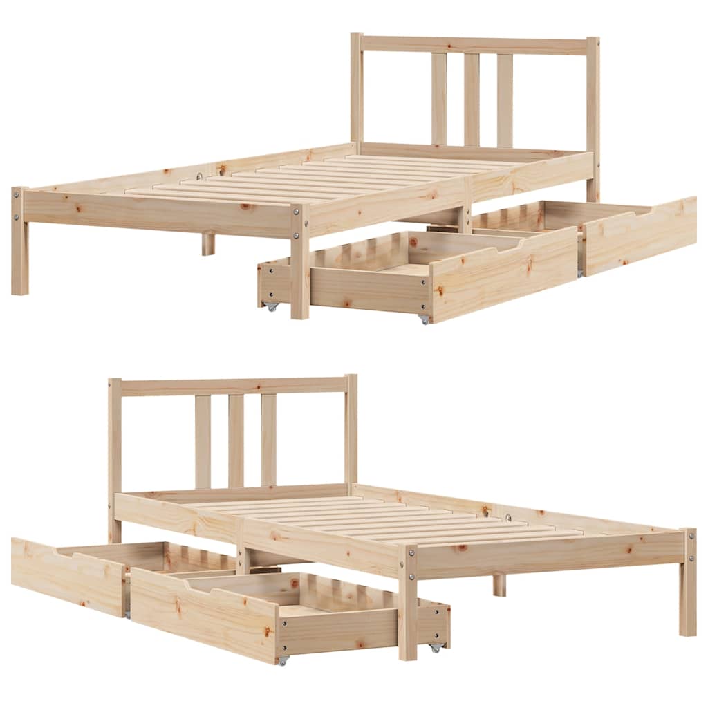sengeramme uden madras 75x190 cm massivt fyrretræ