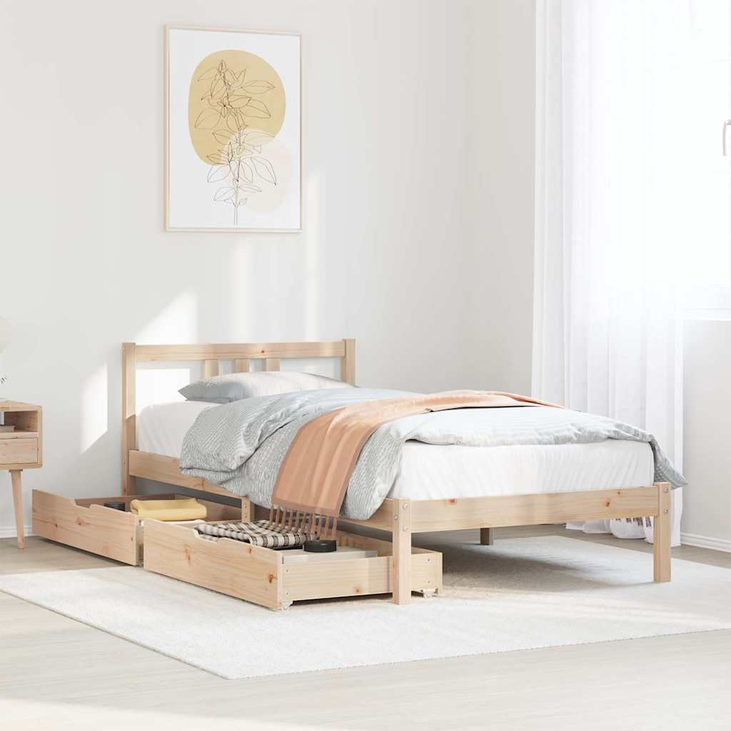 sengeramme uden madras 75x190 cm massivt fyrretræ