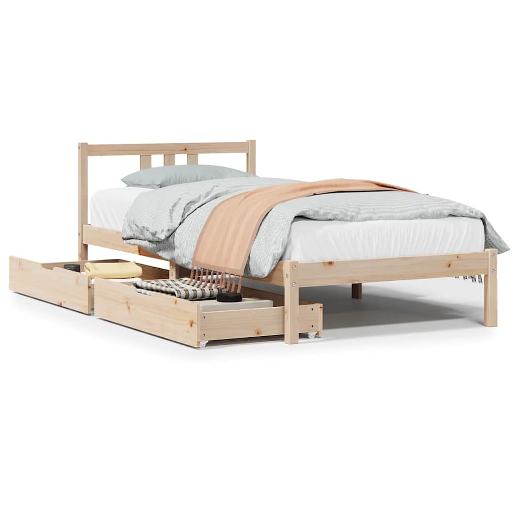 sengeramme uden madras 90x190 cm massivt fyrretræ