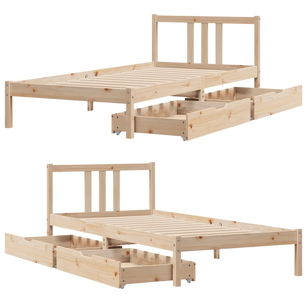 sengeramme uden madras 90x190 cm massivt fyrretræ