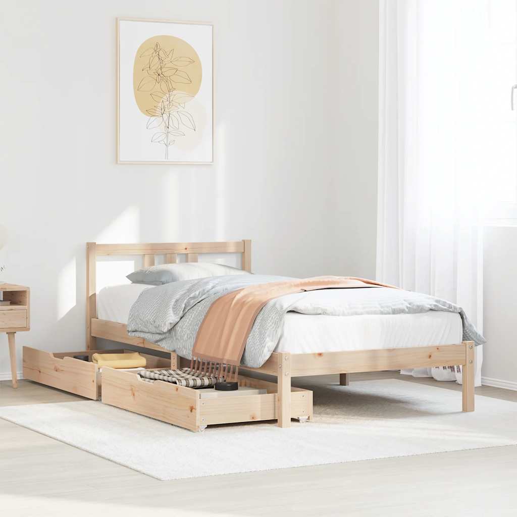 sengeramme uden madras 90x190 cm massivt fyrretræ