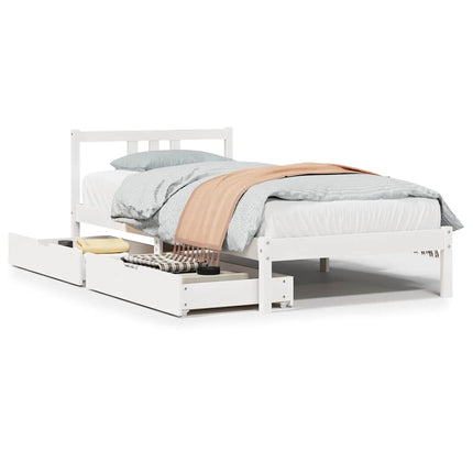 sengeramme uden madras 90x200 cm massivt fyrretræ hvid