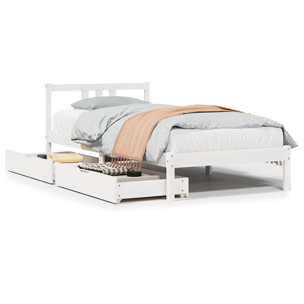 sengeramme uden madras 90x200 cm massivt fyrretræ hvid