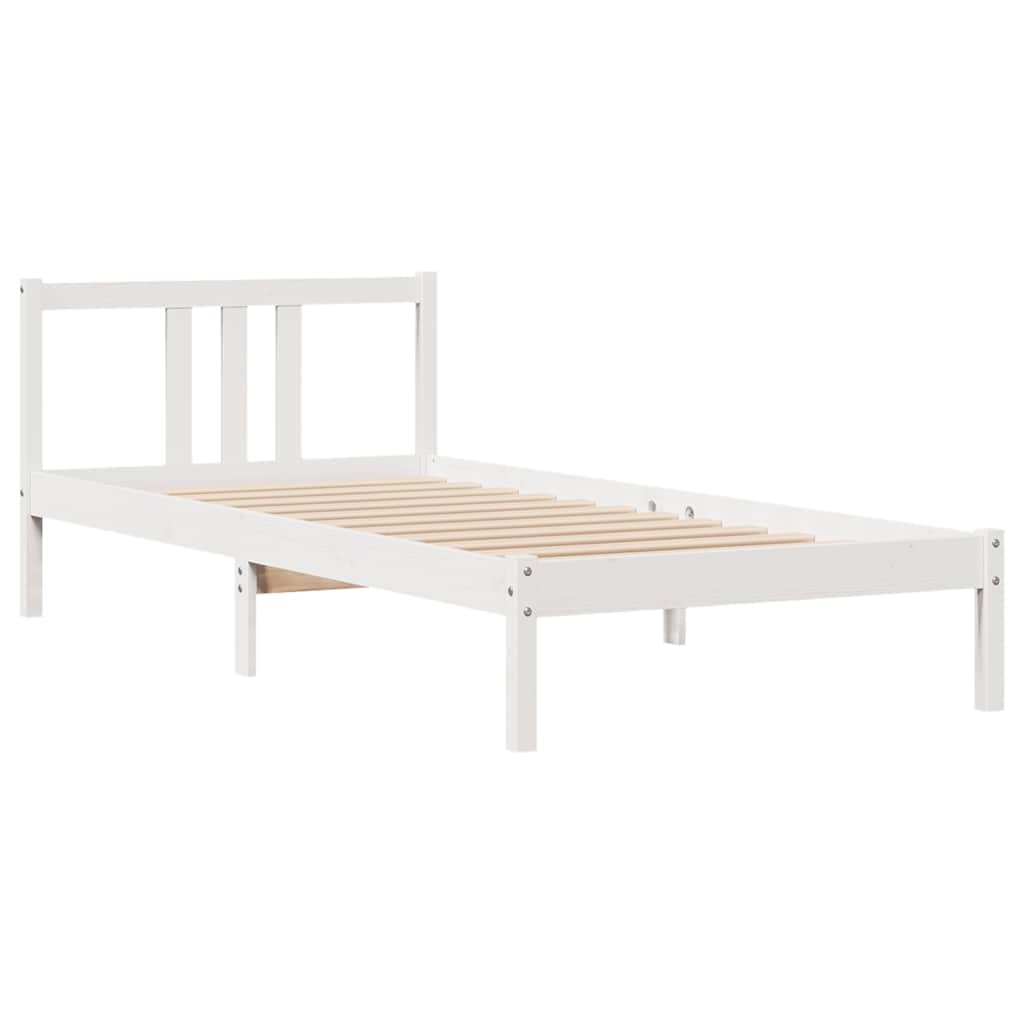 sengeramme uden madras 90x200 cm massivt fyrretræ hvid