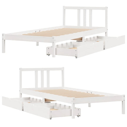 sengeramme uden madras 90x200 cm massivt fyrretræ hvid