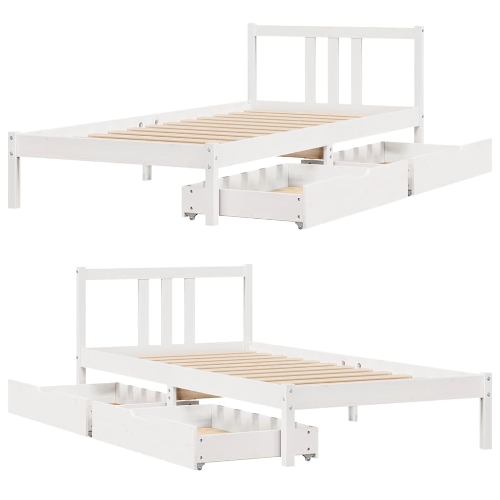 sengeramme uden madras 90x200 cm massivt fyrretræ hvid