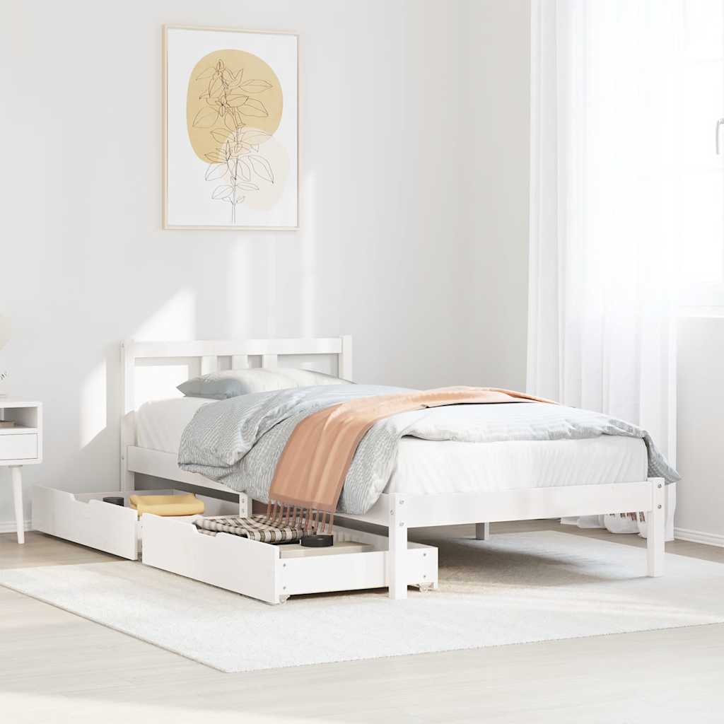 sengeramme uden madras 90x200 cm massivt fyrretræ hvid