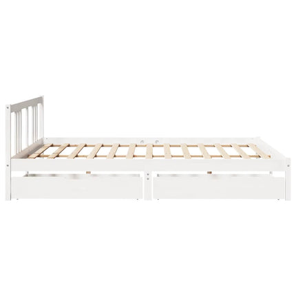 sengeramme uden madras 200x200 cm massivt fyrretræ hvid