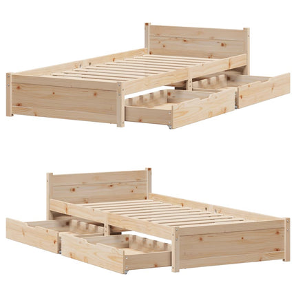 sengeramme uden madras 75x190 cm massivt fyrretræ