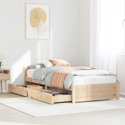 sengeramme uden madras 75x190 cm massivt fyrretræ