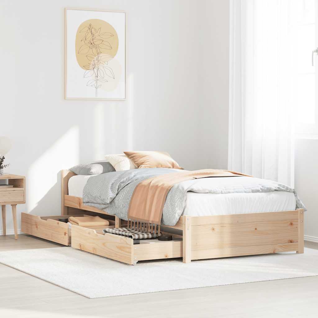 sengeramme uden madras 90x190 cm massivt fyrretræ