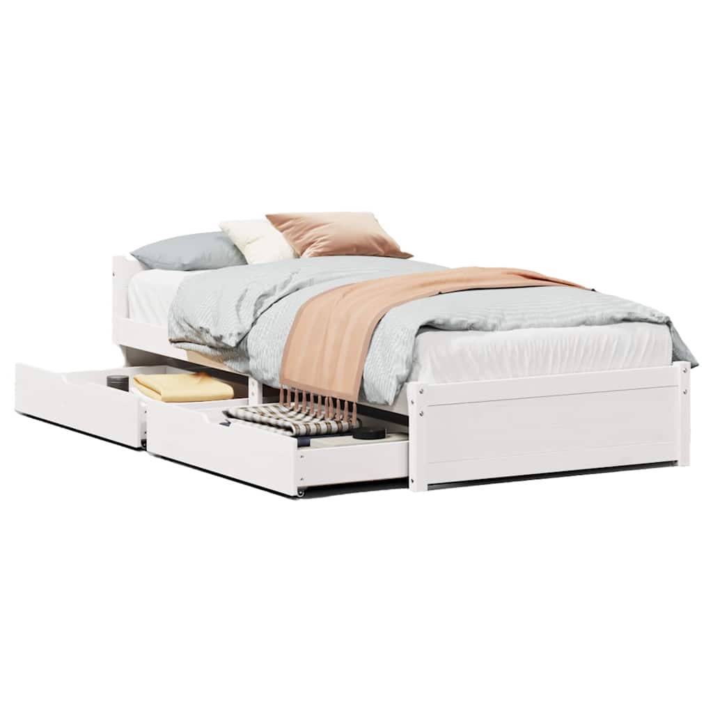 sengeramme uden madras 90x190 cm massivt fyrretræ hvid
