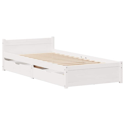 sengeramme uden madras 90x190 cm massivt fyrretræ hvid