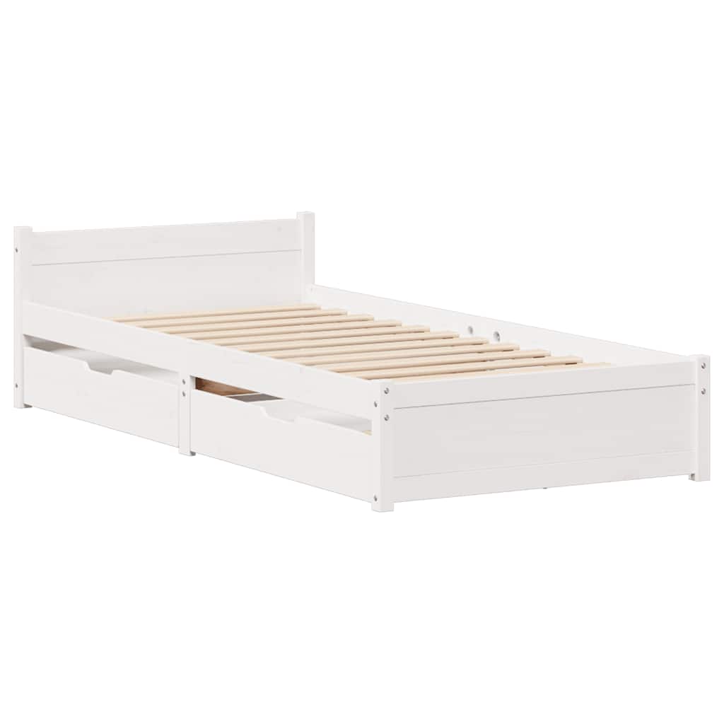 sengeramme uden madras 90x190 cm massivt fyrretræ hvid