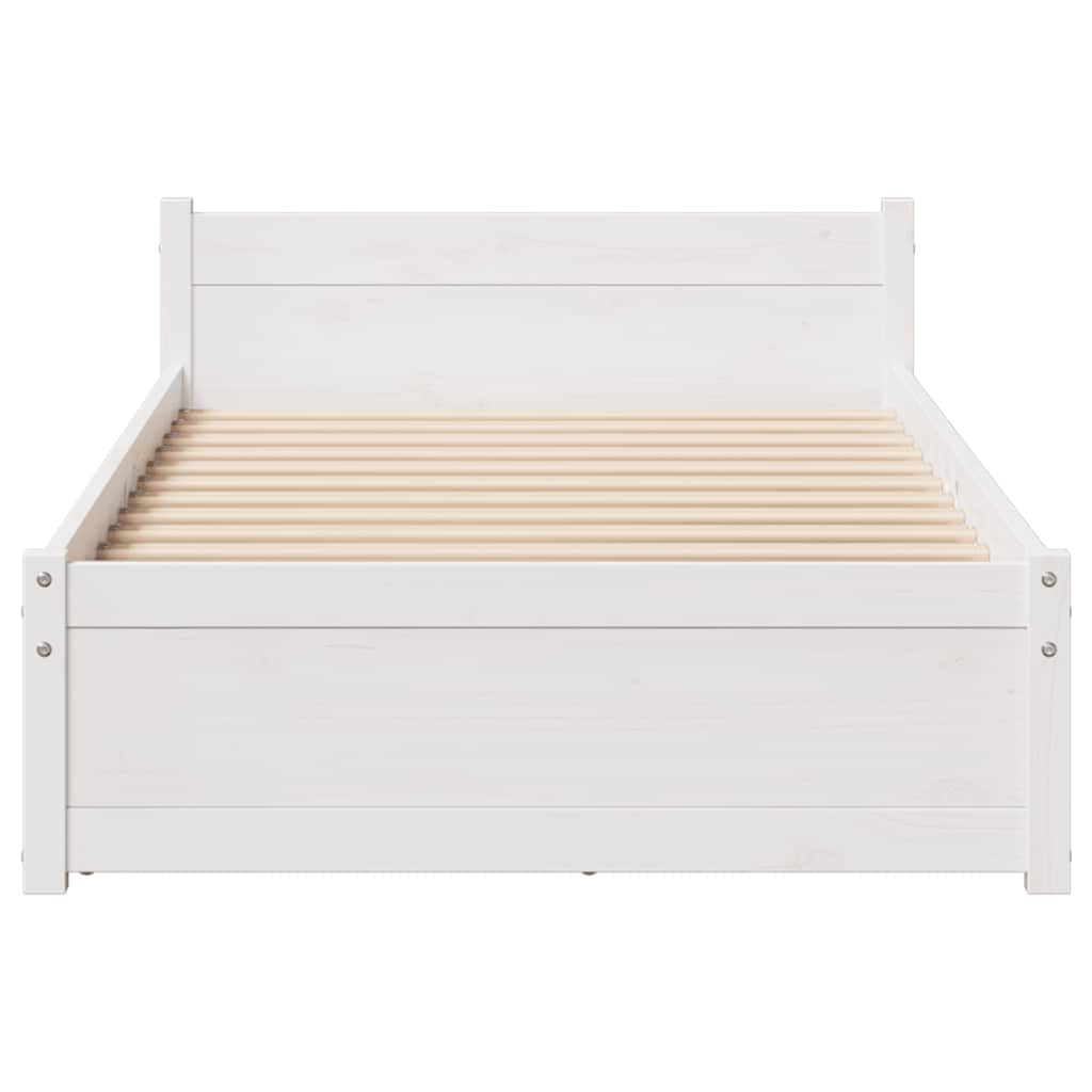 sengeramme uden madras 90x190 cm massivt fyrretræ hvid
