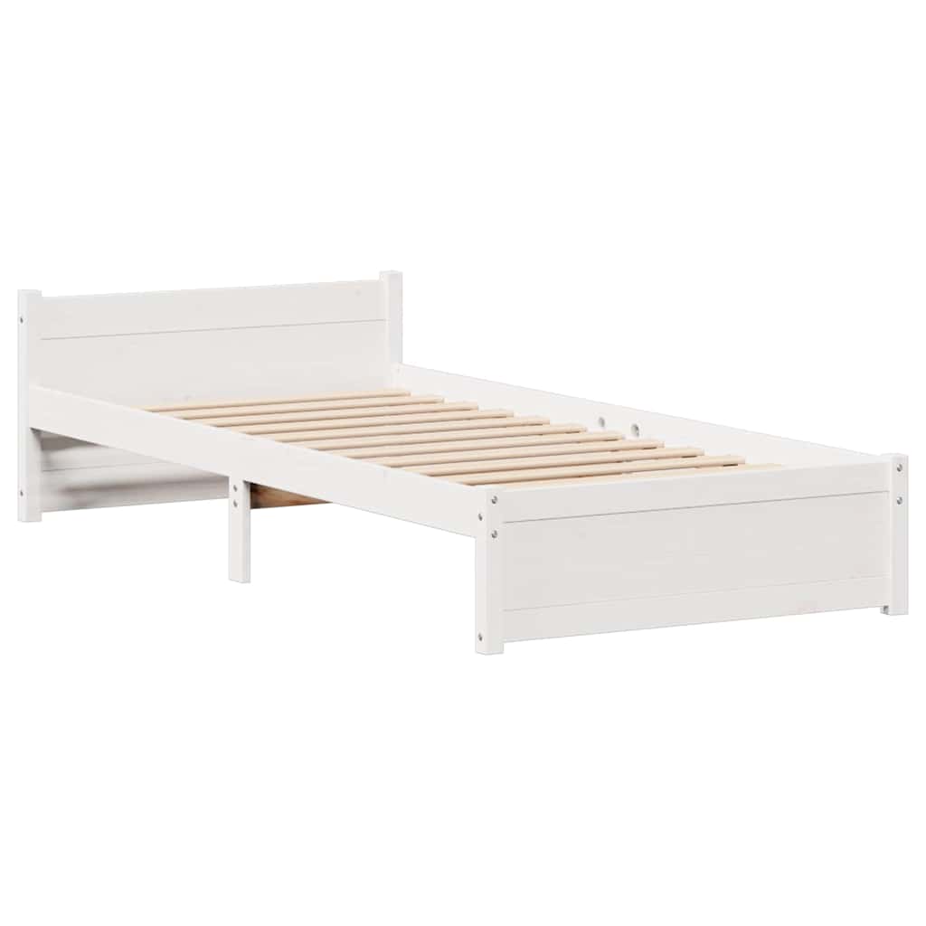 sengeramme uden madras 90x190 cm massivt fyrretræ hvid
