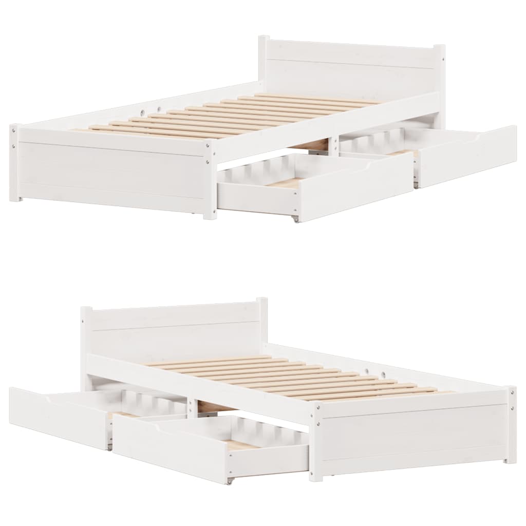 sengeramme uden madras 90x190 cm massivt fyrretræ hvid