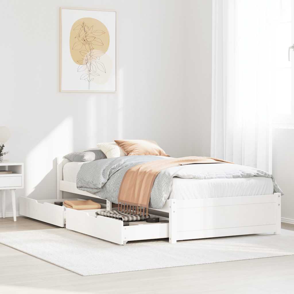 sengeramme uden madras 90x190 cm massivt fyrretræ hvid