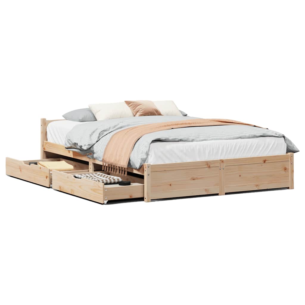 sengeramme uden madras 135x190 cm massivt fyrretræ hvid