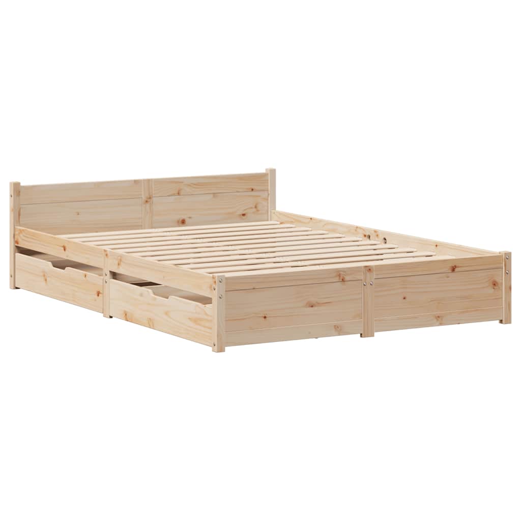 sengeramme uden madras 135x190 cm massivt fyrretræ hvid